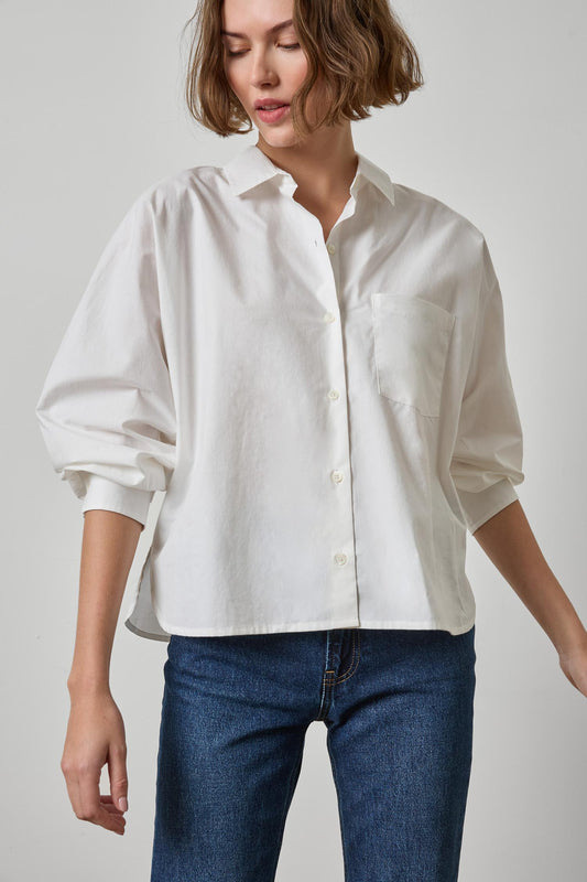 Dolman Sleeve Button Down Shirt Womens Top White A1