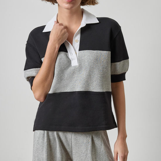Oversized Elbow Sleeve Rugby Womens Top Black Rugby A1