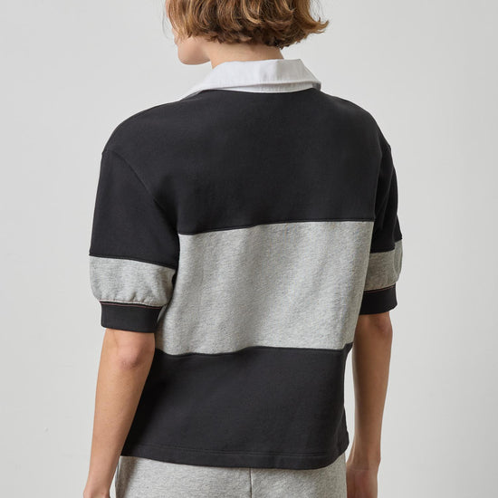 Oversized Elbow Sleeve Rugby Womens Top Black Rugby A2