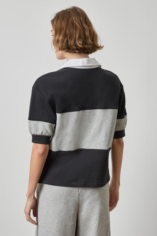 Oversized Elbow Sleeve Rugby Womens Top Black Rugby A2