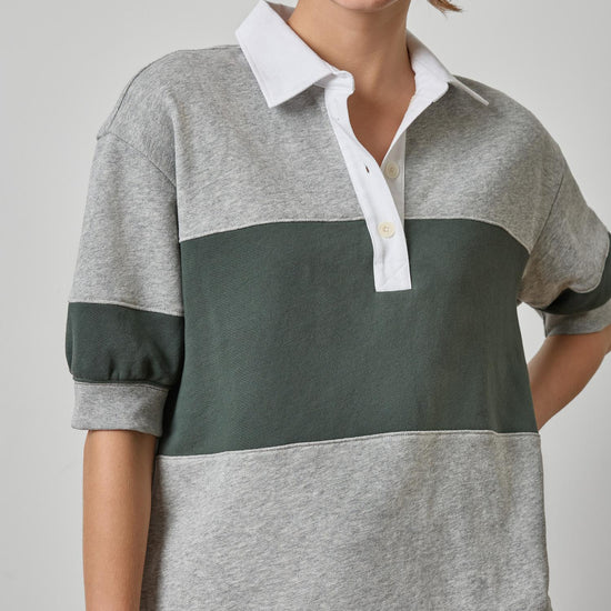 Oversized Elbow Sleeve Rugby Womens Top Heather Grey Rugby A1