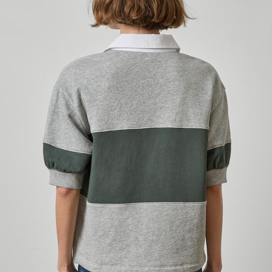 Oversized Elbow Sleeve Rugby Womens Top Heather Grey Rugby A2