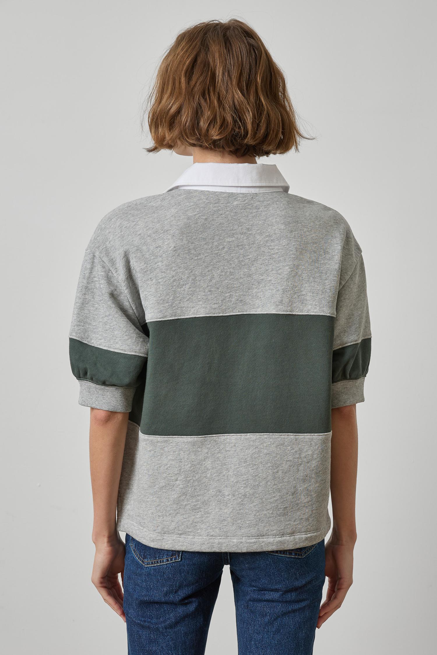 Oversized Elbow Sleeve Rugby Womens Top Heather Grey Rugby A2