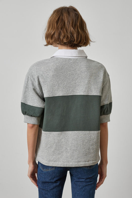 Oversized Elbow Sleeve Rugby Womens Top Heather Grey Rugby A2