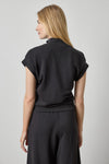 Zip Mock Neck Womens Top Black A2