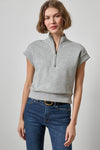 Zip Mock Neck Womens Top Heather Grey A1