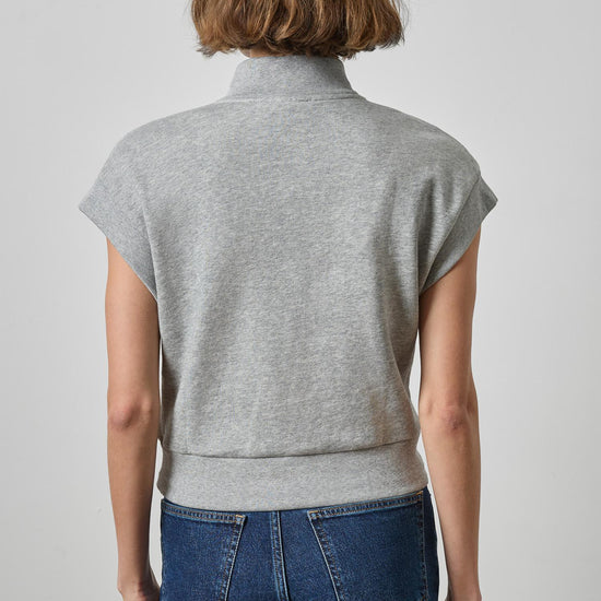 Zip Mock Neck Womens Top Heather Grey A2