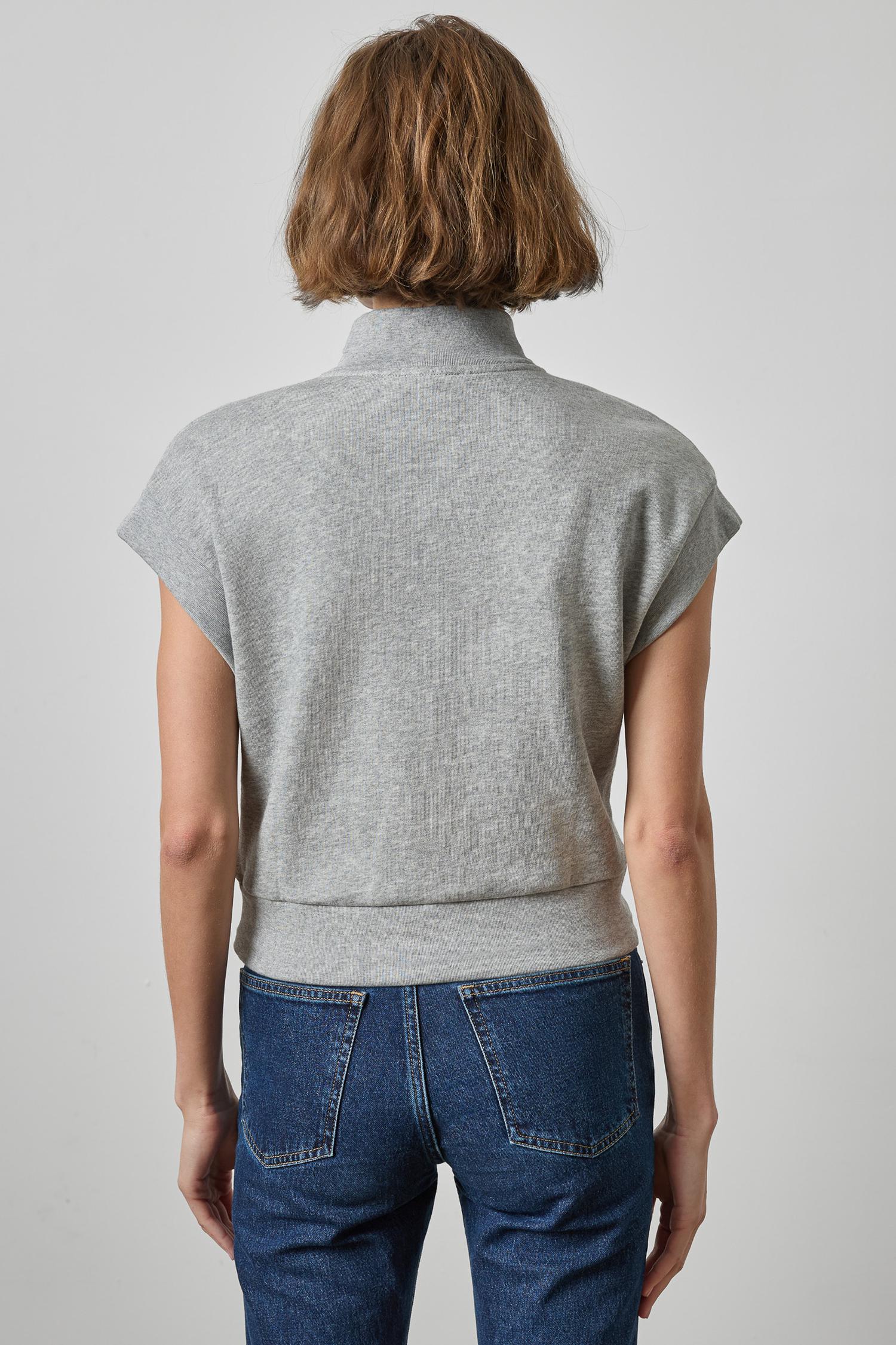 Zip Mock Neck Womens Top Heather Grey A2
