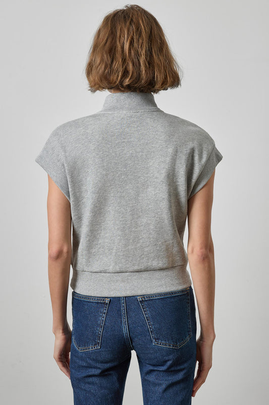 Zip Mock Neck Womens Top Heather Grey A2