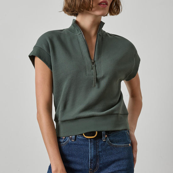 Zip Mock Neck Womens Top Mineral A1