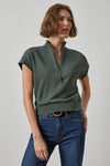 Zip Mock Neck Womens Top Mineral A1