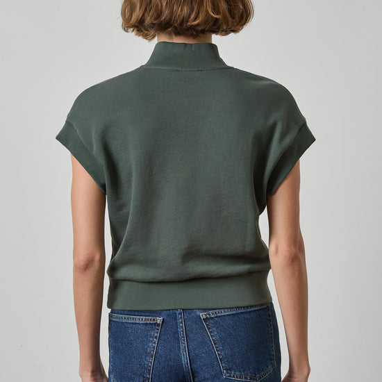Zip Mock Neck Womens Top Mineral A2
