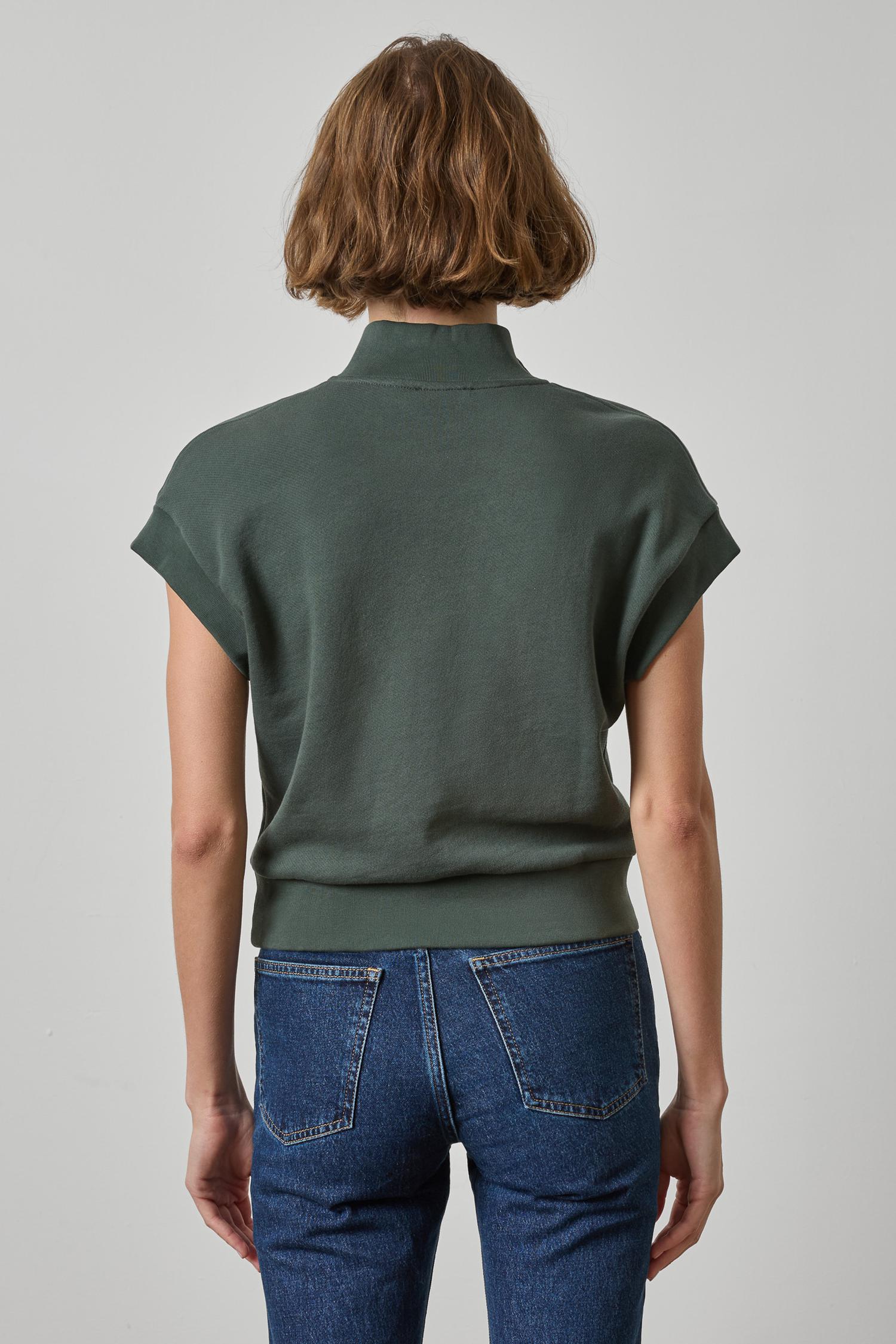 Zip Mock Neck Womens Top Mineral A2