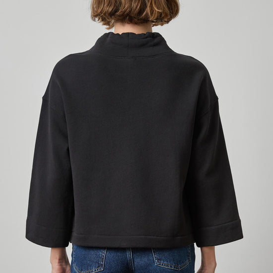 Easy Scrunch Neck Womens Top Black A2