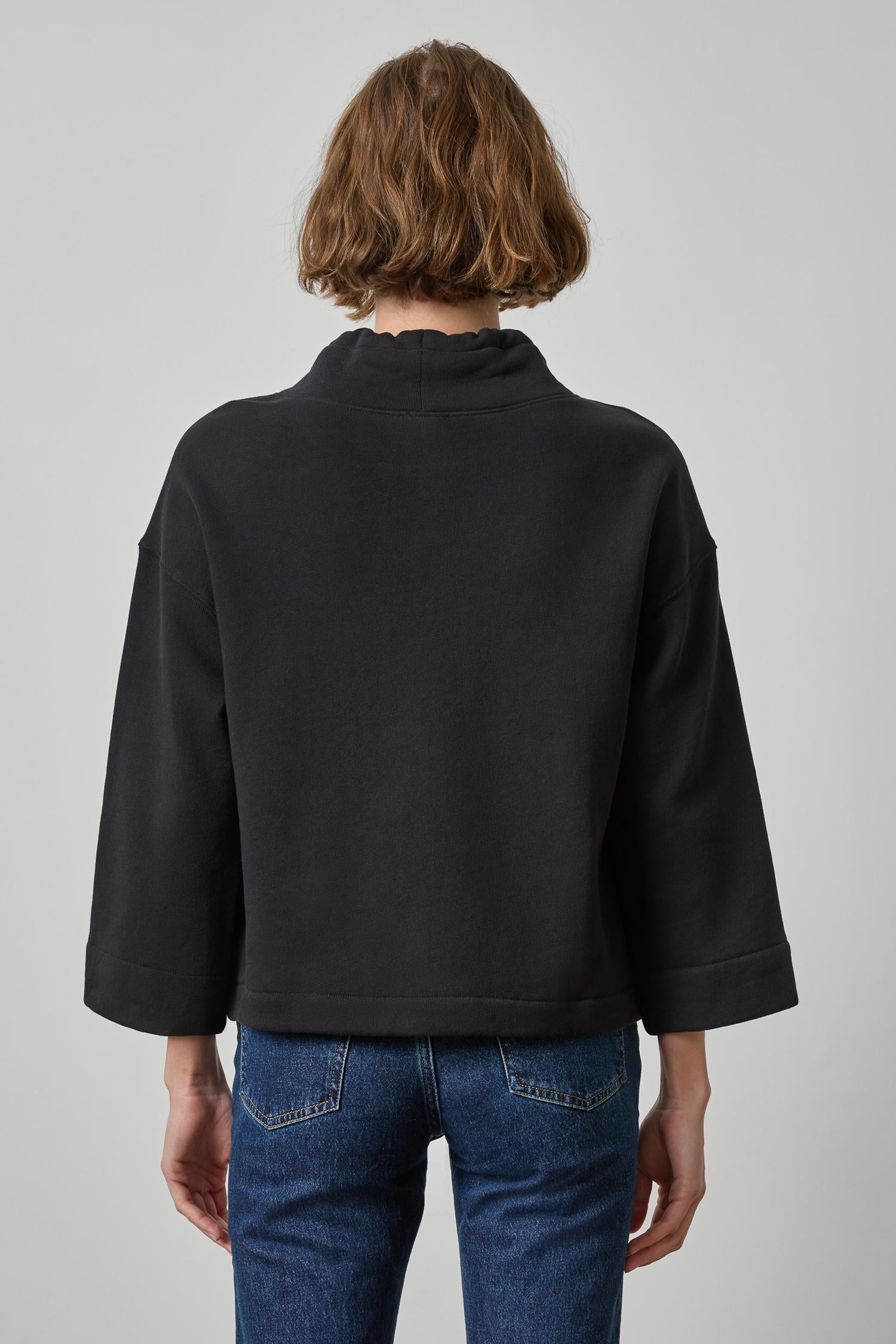 Easy Scrunch Neck Womens Top Black A2