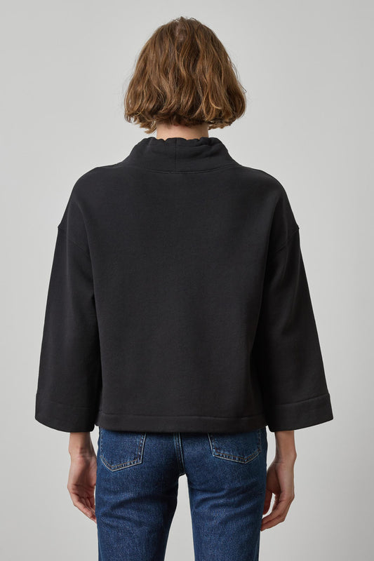 Easy Scrunch Neck Womens Top Black A2