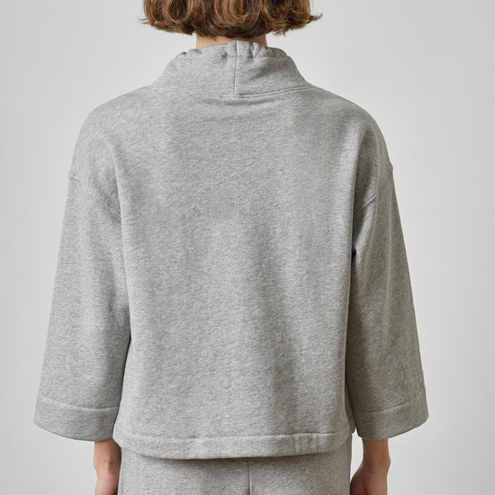 Easy Scrunch Neck Womens Top Heather Grey A2