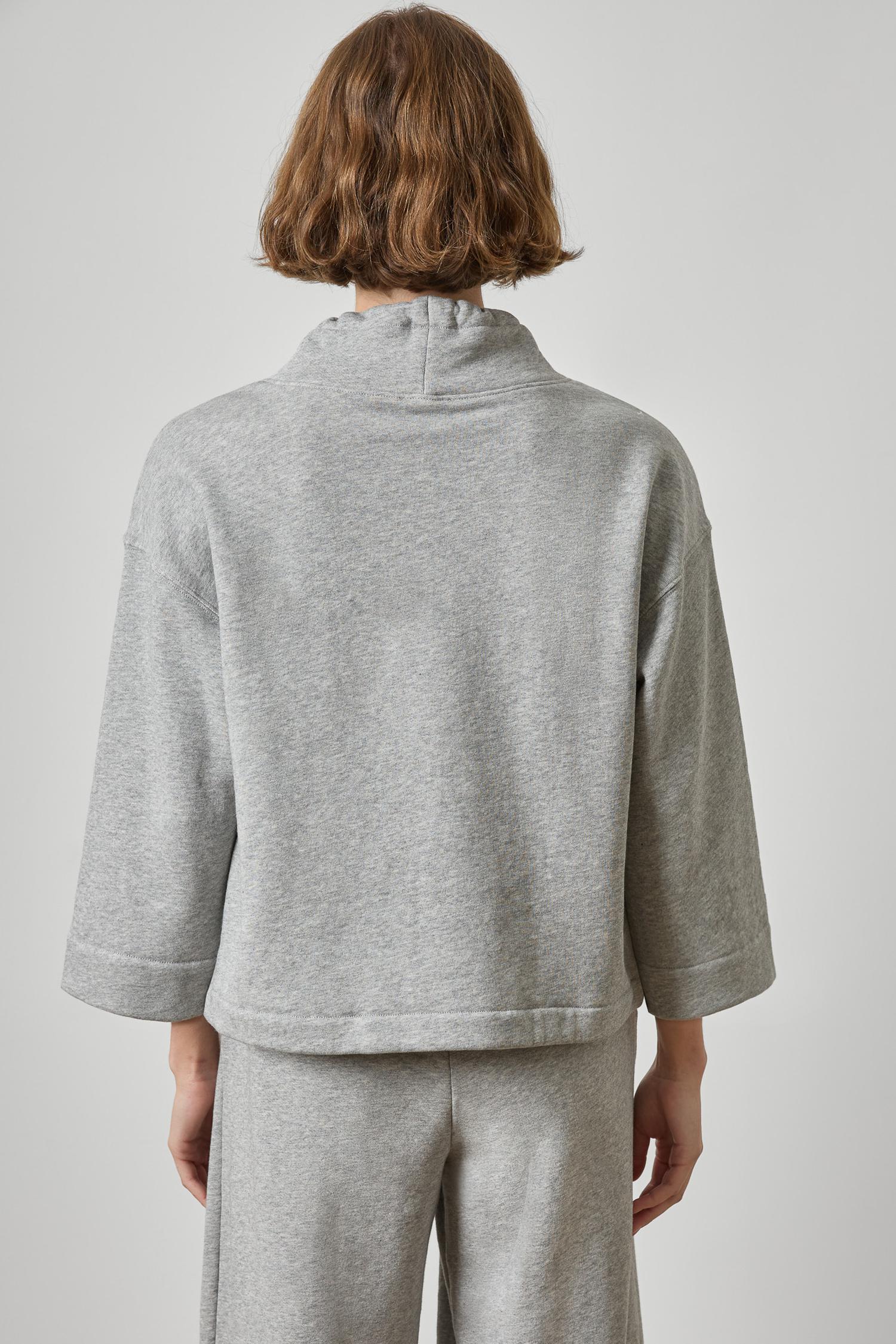 Easy Scrunch Neck Womens Top Heather Grey A2