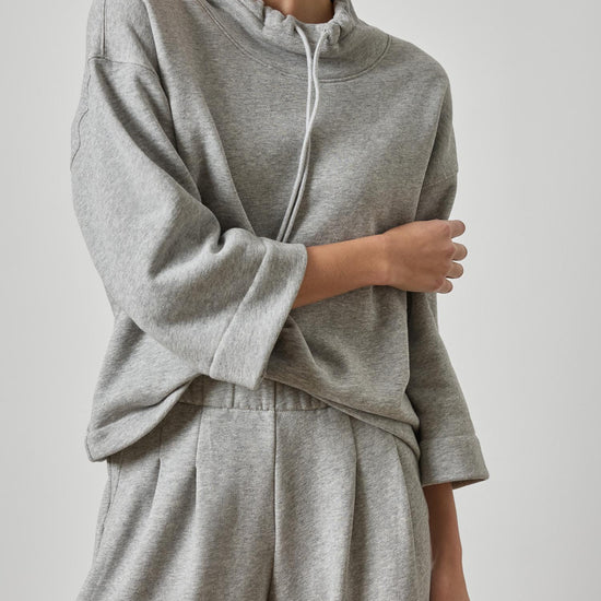 Easy Scrunch Neck Womens Top Heather Grey A3