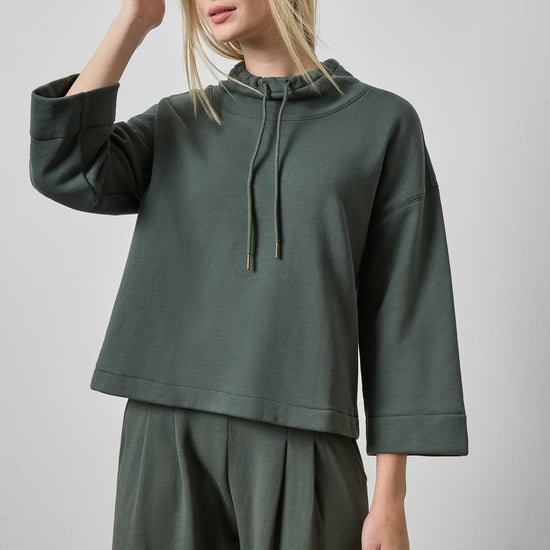 Easy Scrunch Neck Womens Top Mineral A1