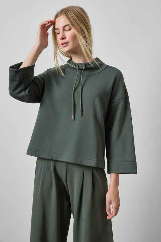 Easy Scrunch Neck Womens Top Mineral A1