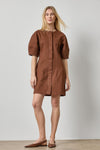 Washed Twill Full Sleeve Shirt Dress Womens Dress Chestnut A1