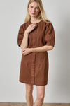 Washed Twill Full Sleeve Shirt Dress Womens Dress Chestnut A3
