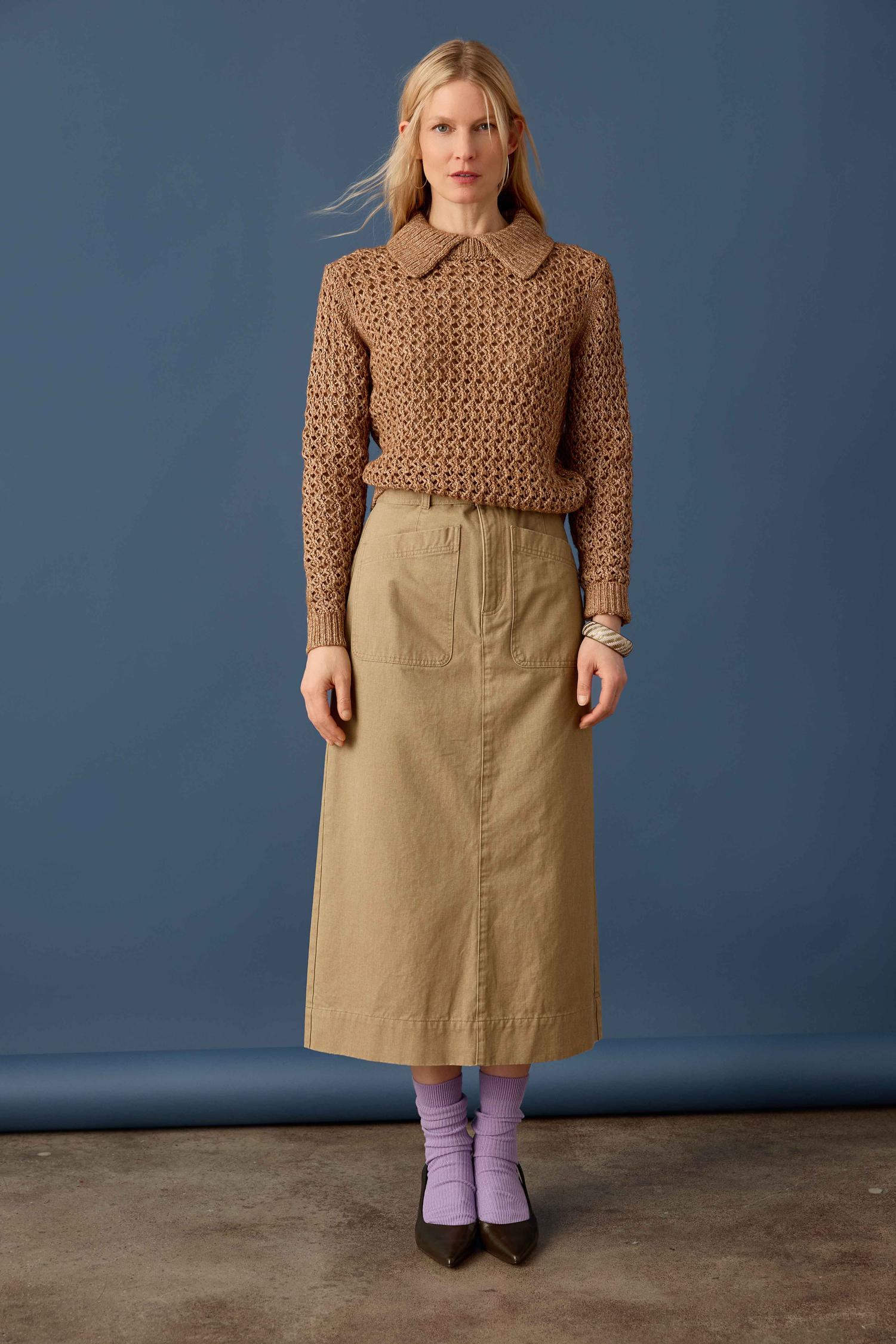 Washed Twill Utility Skirt Womens Skirt Barley C1