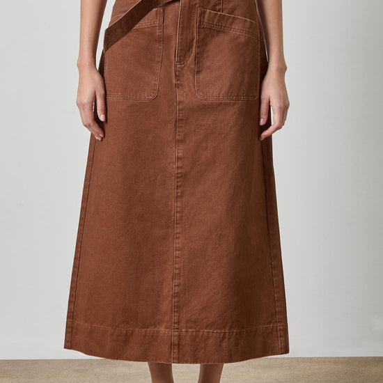 Washed Twill Utility Skirt Womens Skirt Chestnut A1