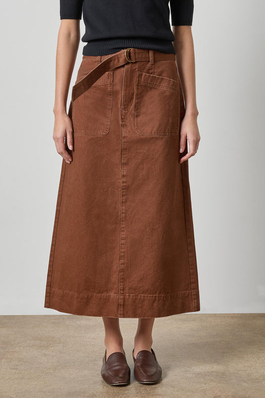 Washed Twill Utility Skirt Womens Skirt Chestnut A1