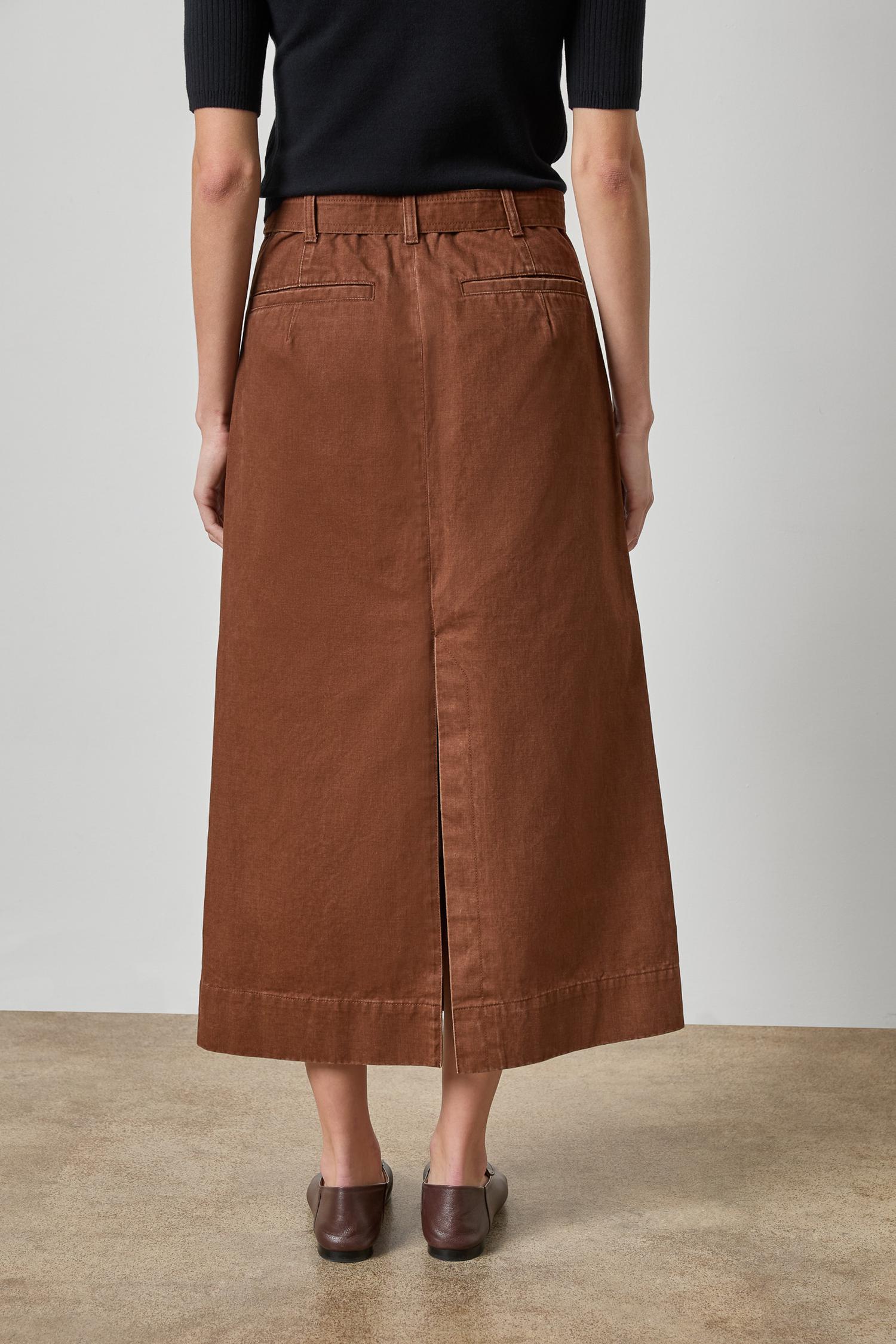 Washed Twill Utility Skirt Womens Skirt Chestnut A2