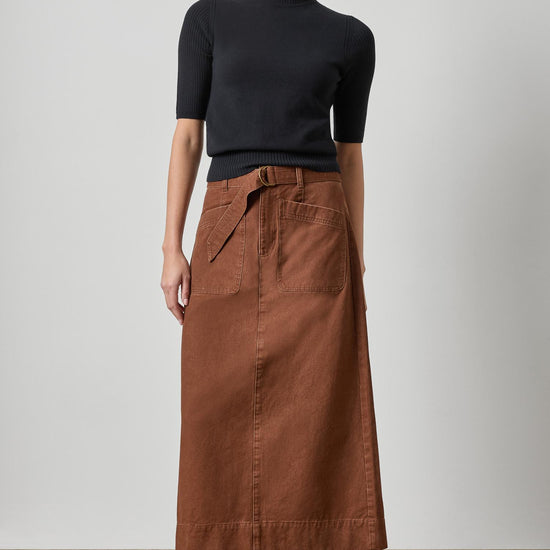 Washed Twill Utility Skirt Womens Skirt Chestnut A3