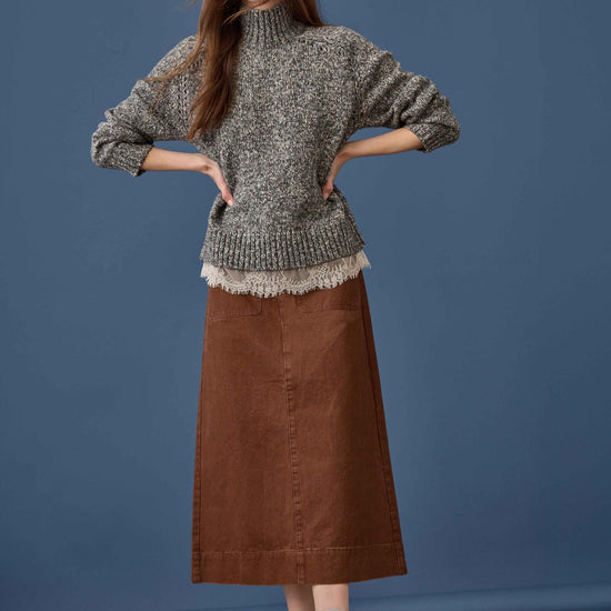 Washed Twill Utility Skirt Womens Skirt Chestnut C1