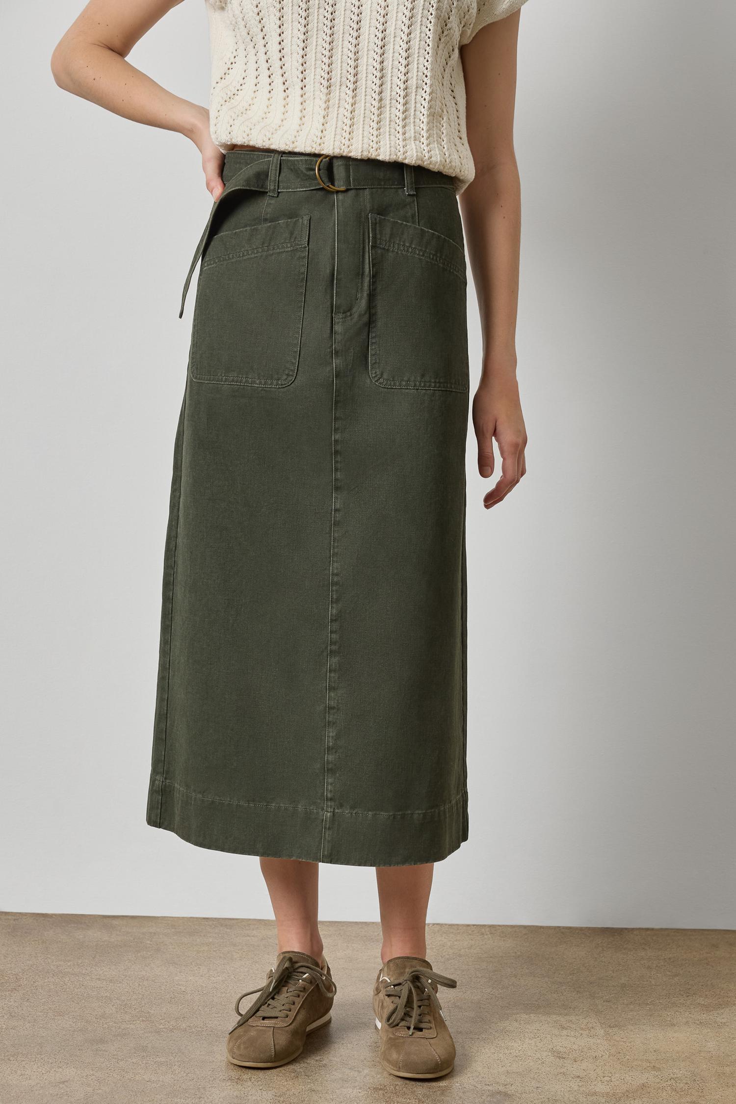 Washed Twill Utility Skirt Womens Skirt Juniper A1