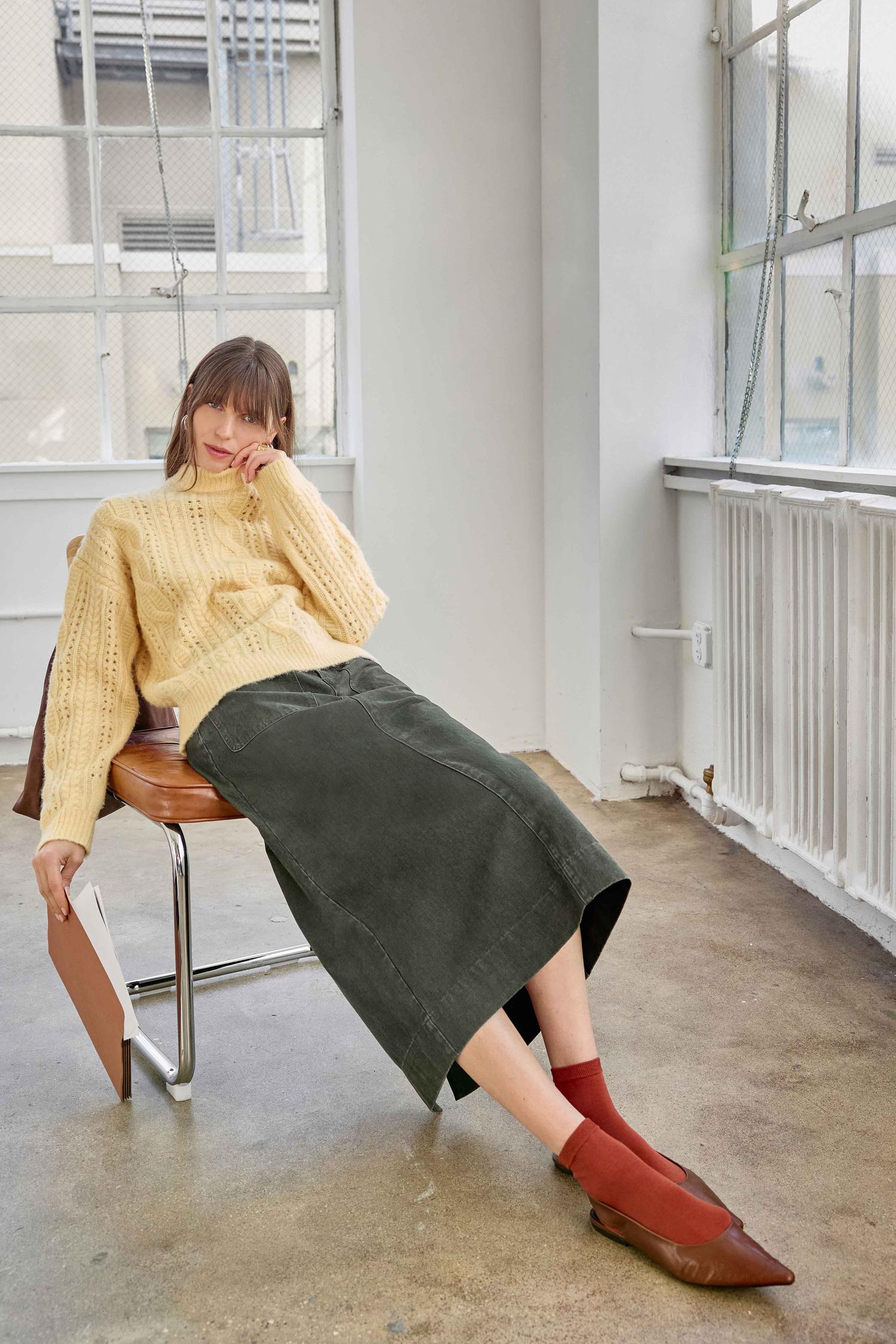 Washed Twill Utility Skirt Womens Skirt Juniper C1