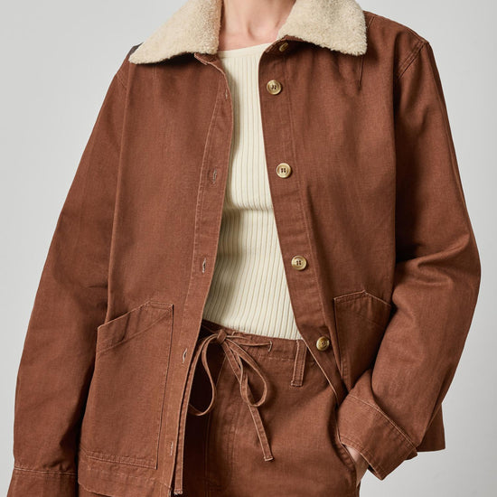 Washed Twill Pleat Back Jacket Womens Jacket Chestnut A1