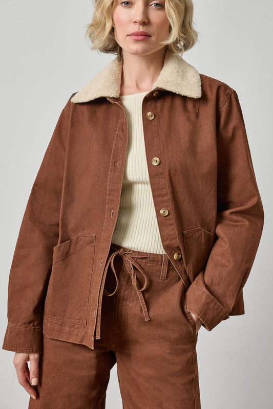 Washed Twill Pleat Back Jacket Womens Jacket Chestnut A1