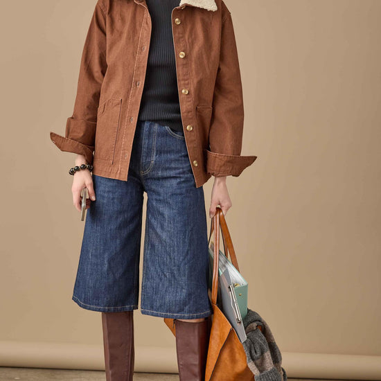 Washed Twill Pleat Back Jacket Womens Jacket Chestnut C1