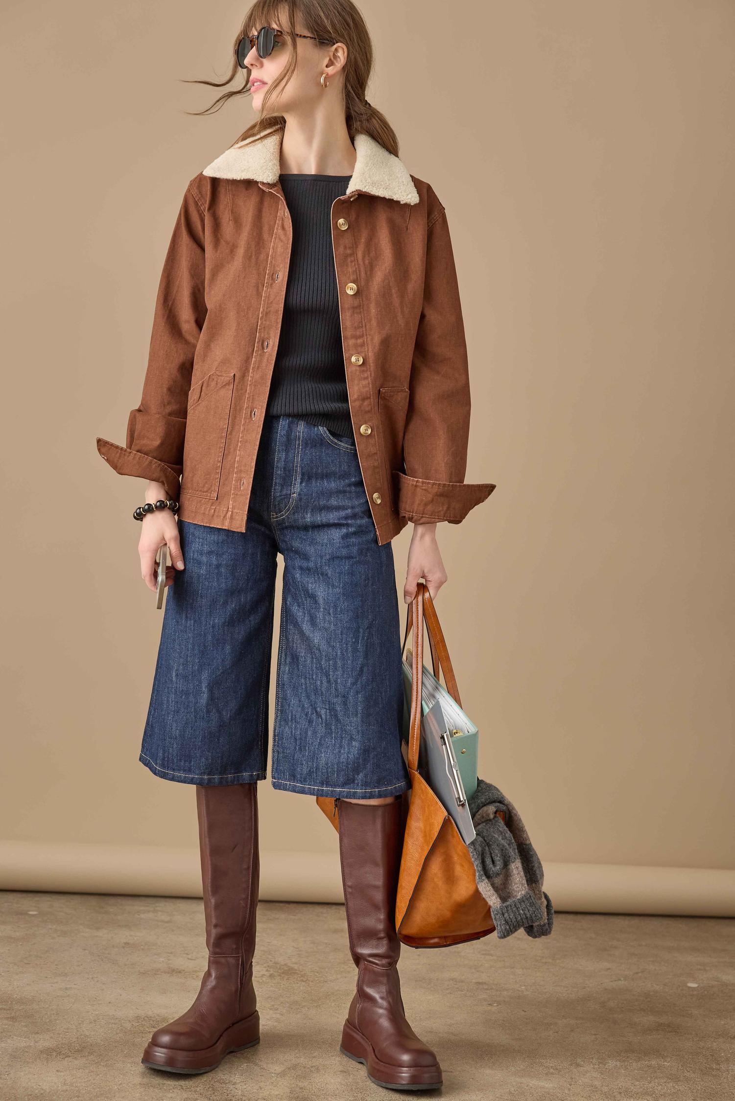 Washed Twill Pleat Back Jacket Womens Jacket Chestnut C1