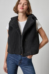 Hooded Sherpa Vest Womens Jacket Black A1