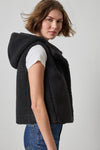 Hooded Sherpa Vest Womens Jacket Black A3