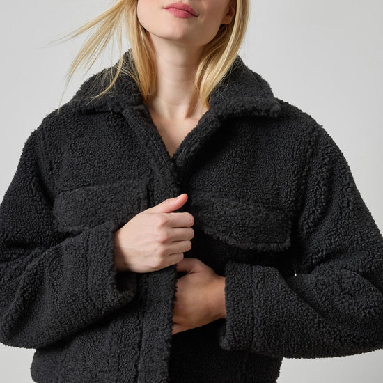 Sherpa Collared Jacket Womens Jacket Black A1