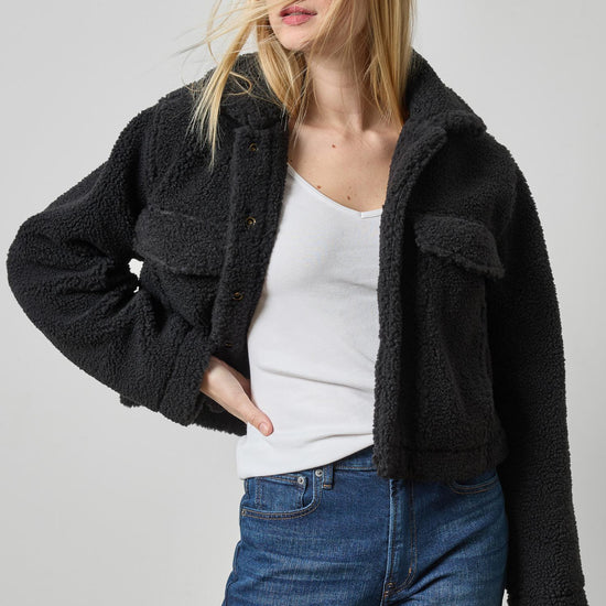 Sherpa Collared Jacket Womens Jacket Black A3