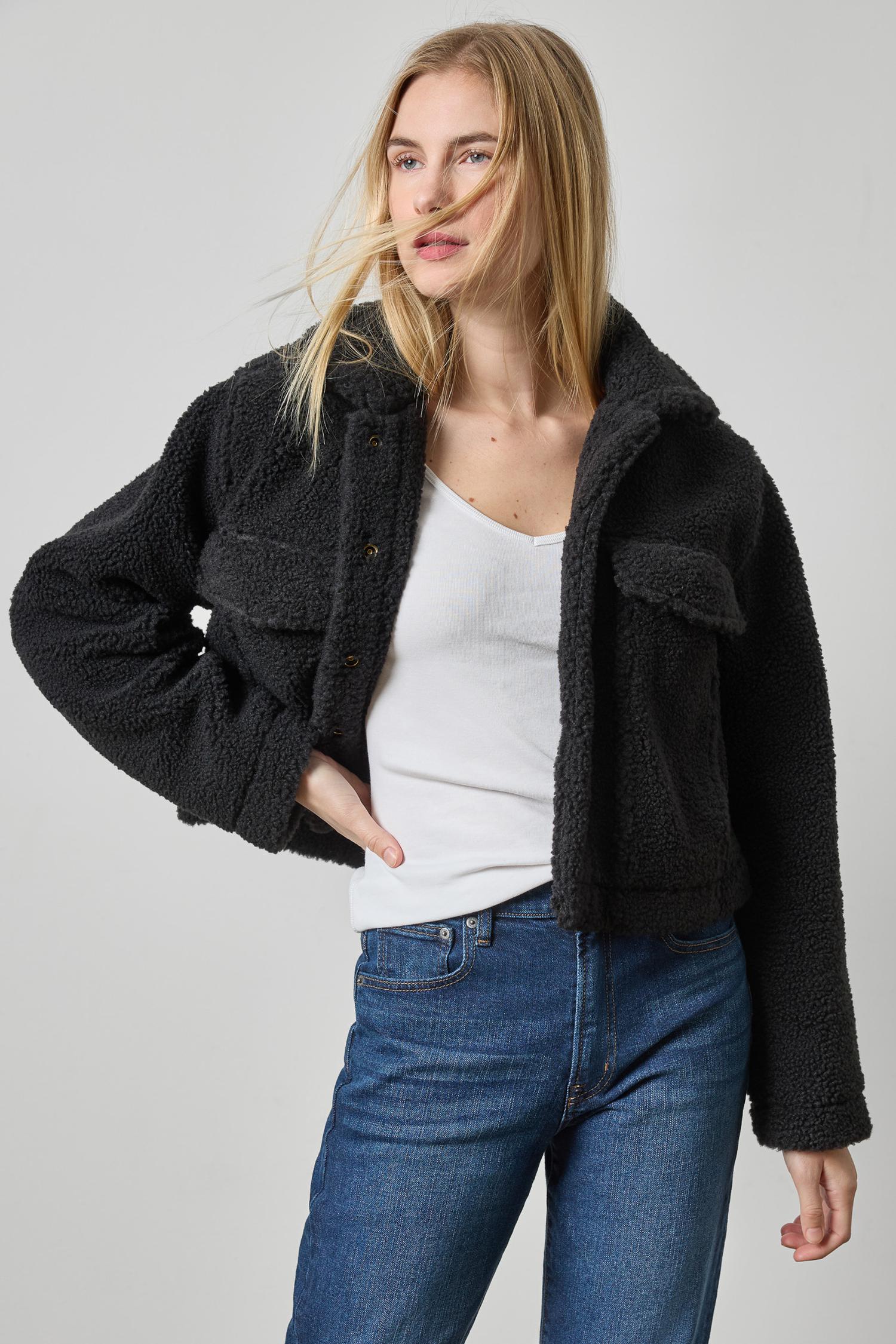 Sherpa Collared Jacket Womens Jacket Black A3