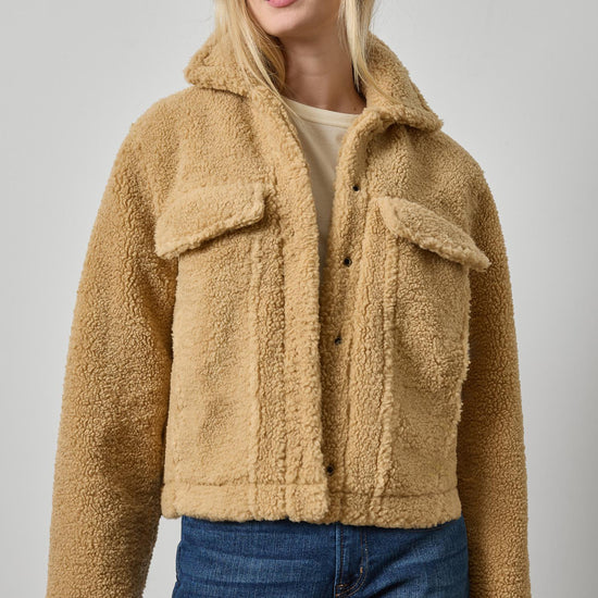 Sherpa Collared Jacket Womens Jacket Sable A1