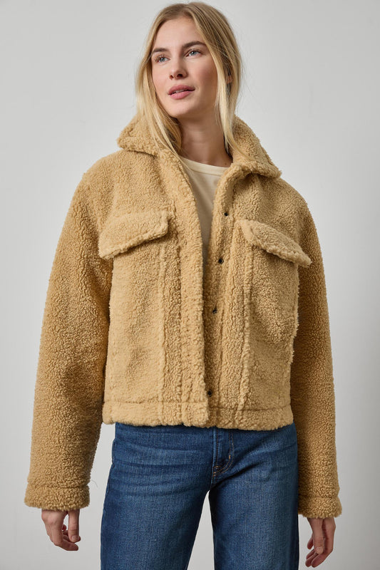 Sherpa Collared Jacket Womens Jacket Sable A1