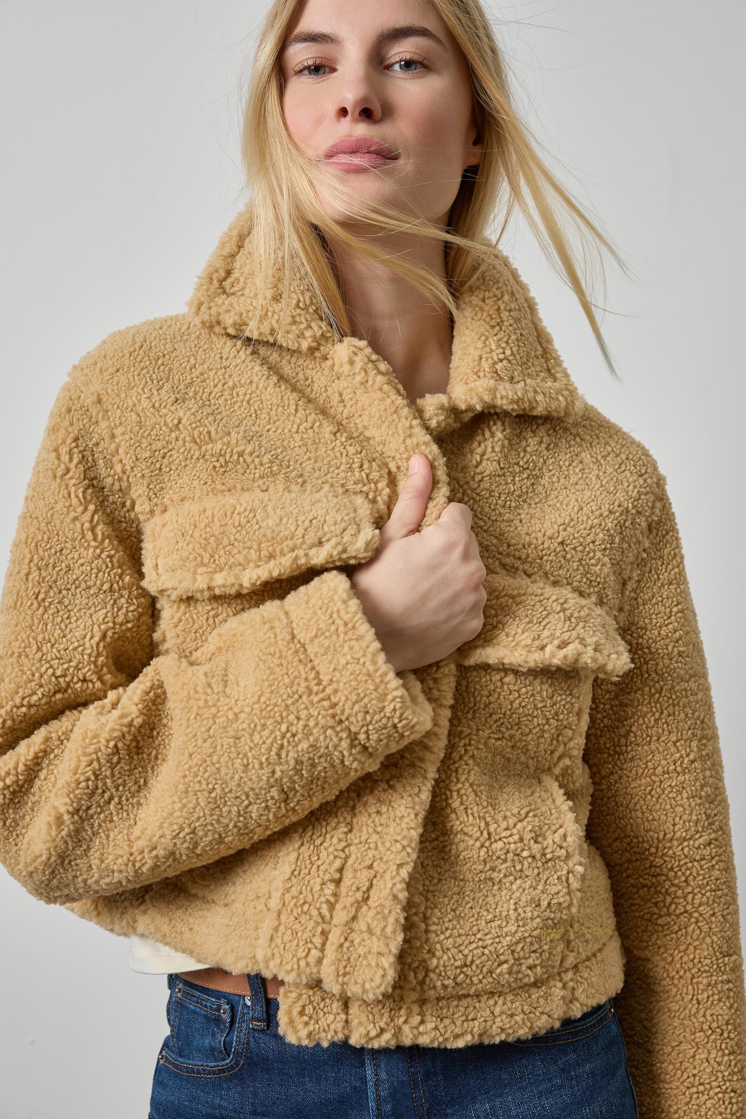 Sherpa Collared Jacket Womens Jacket Sable A3