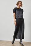 Slub Woven Bias Skirt Womens Skirt Black A3
