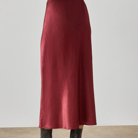Slub Woven Bias Skirt Womens Skirt Cabernet A2