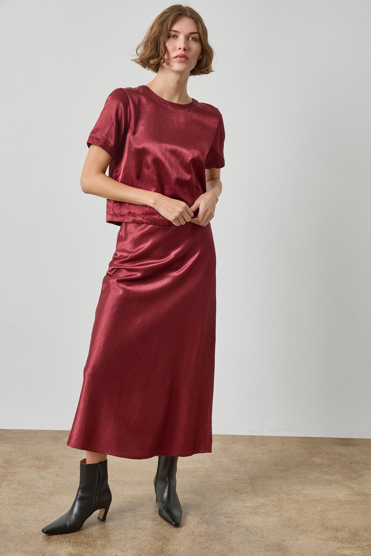 Slub Woven Bias Skirt Womens Skirt Cabernet A3